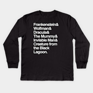 Frankenstein & Classic Horror lineup Kids Long Sleeve T-Shirt